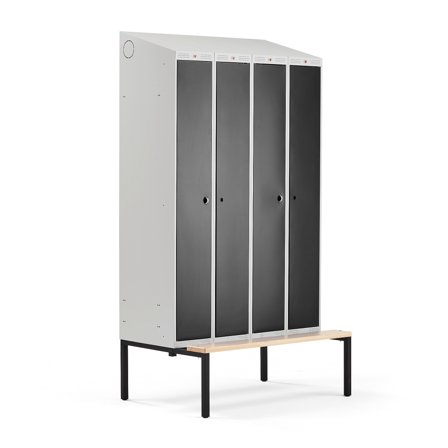 Doppelspind CLASSIC COMBO mit Sitzbank, 4 Türen, 2290 x 1200 x 550 mm, schwarz