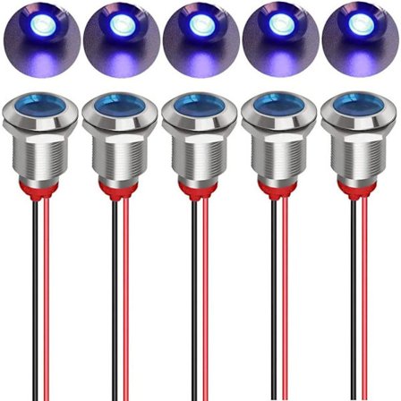 5 st 12mm LED Metallindikator 110V-220VAC Ljus Vattentät