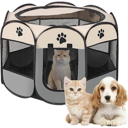 Hundegård, sammenklappelig hundegård, bærbar hundegård, sammenklappelig kæledyrsgård til hunde, katte, kaniner