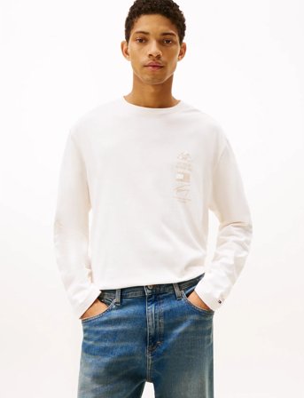 Tommy Jeans Tjm Rlx Peaks Ls Tee - White - S