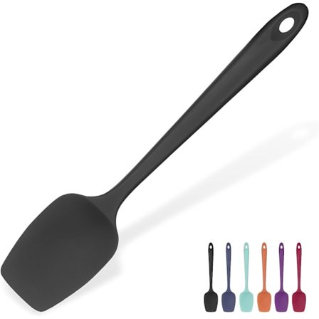 Silikon skje slikkepott: 315°C Varmebestandig fleksibel sømløs gummislikkepott, matlagingskjøkkenredskap for miksing røring skraping (27cm, svart)