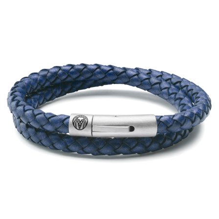 Collins | 6 mm Navy Blue Leather Wrap Around Bracelet for Men - Leather bracelets