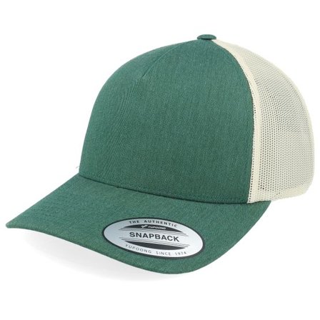 Yupoong - Grön trucker Keps - Retro 2-tone Green/Beige A-frame Trucker @ Hatstore