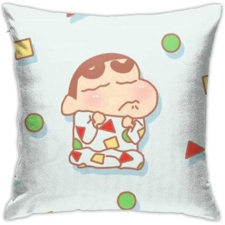 Mjuka dekorativa kuddfodral Krita Shin-chan Fyrkantigt cover Bekvämt kuddfodral Lyxigt cover för bäddsoffa Stol Bil Heminredning.(18x18)