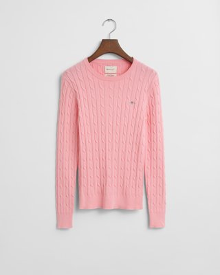 GANT - Kabelstrikket bomullsgenser med stretch til dame geranium pink