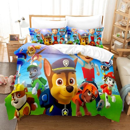 Tecknad Paw Patrol 3D digitaltryck tredelat lakan och påslakan
