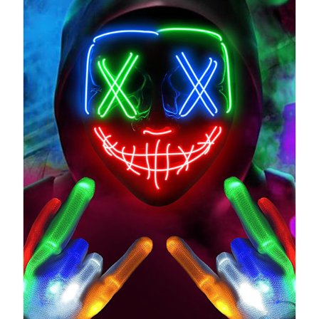 Maske LED Lys Maske Skrekkmaske for helge Cosplay Kostyme Maskerade, Carnival_yux
