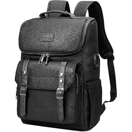 Vintage Ryggsäck Resväska Laptop Ryggsäck Med Usb Laddningsport För Kvinnor & Män College Ryggsäck Passar 15,6 Tums Laptop Svart - Snngv