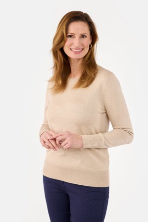 BRANDTEX - Langærmet Strik - Sand - Rund Hals