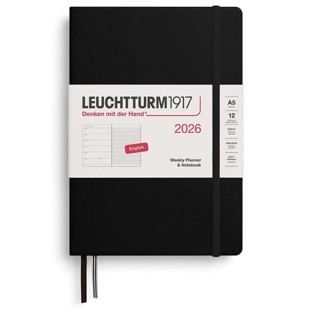Planner Weekly Planner & Notebook 2026 A5 Black