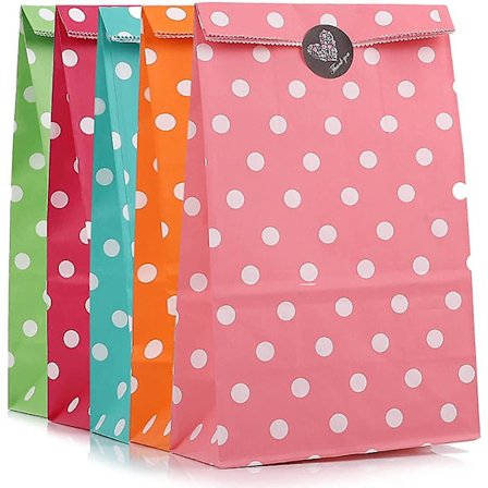 Papperspåsar. Pappersgodispåsar 10 st Färgglada presentpåsar med 60 klistermärken Godis