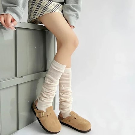 Beige; Koko: Yksi koko - Naisten nahkasukat Balettisukat Säärystimet Syksyn harmaat ja valkoiset pohjekokoiset sukat