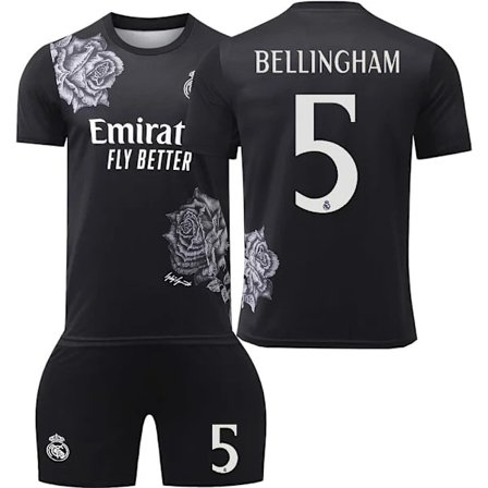 24-25 Real Madrid Joint No.5 Bellingham Lasten jalkapalloharjoituspuku Setti Musta Black 28