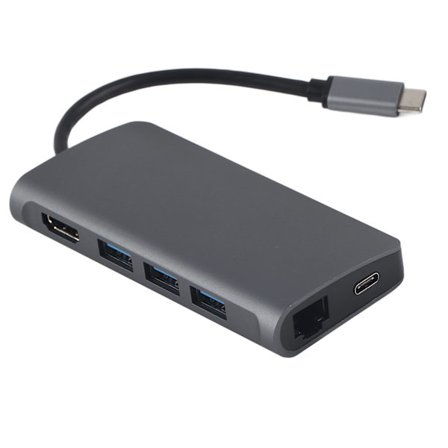 Type C - HDMI -keskitin RJ45 8-in-1 monitoiminen USB C -telakointiasema kannettavalle tietokoneelle