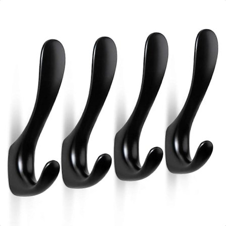 4 Pakning Kleshengere Veggmontert Sink Legering, Kleshenger Lang Stor Metall Individuell, Kraftige Moderne Kroker for Jakke Hatt Skjerf