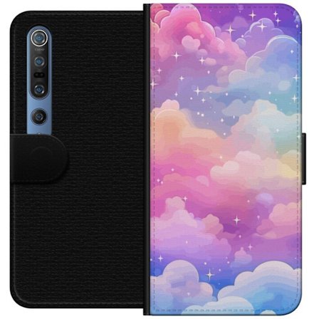 Kompatibelt Lommeboketui til Xiaomi Mi 10 Pro 5G Søt enhjørning med regnbuefarget hår mot en stjernebelagt pastellbakgrunn i kawaii-stil