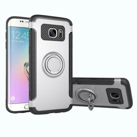 Samsung Galaxy S7 - FLOVEME ́S Carbonskal med Ringhållare Silver Silver