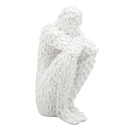 Abstrakti mosaiikkiveistos Valkoinen hartsi ympäristöystävällinen kirjanpäällinen Ajattelija Mosaiikkipatsas makuuhuoneen hyllytoimistoon