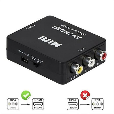 RCA till HDMI-omvandlare /adapter för Gamecube Nintendo Sega Genes Nes Snes N64