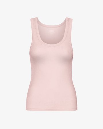 Women Organic Rib Tank Top - Faded Pink