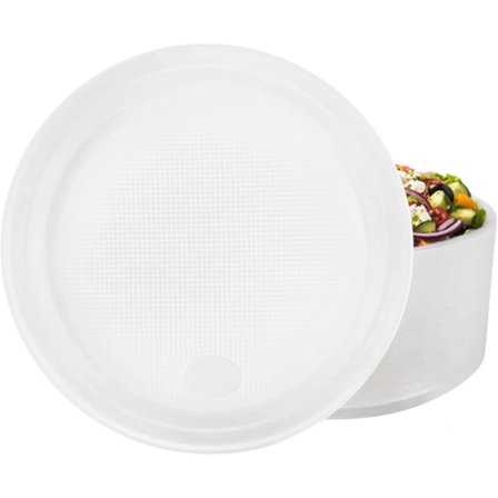 Pakke med 60 gjenbrukbare plasttallerkener Ø 22 cm I Runde plastfesttallerkener I BPA-frie - Hvite (60 stk)