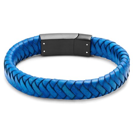 Blue Braided Leather Bracelet for Men - Leather bracelets