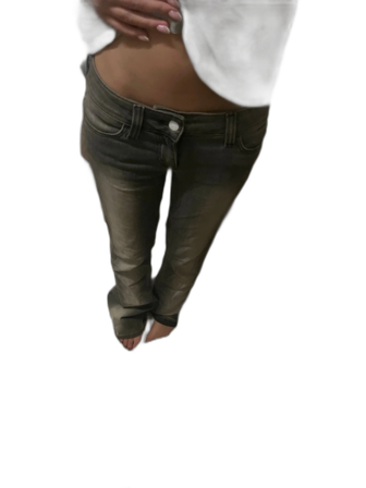 Grå jeans lowwaist bootcut