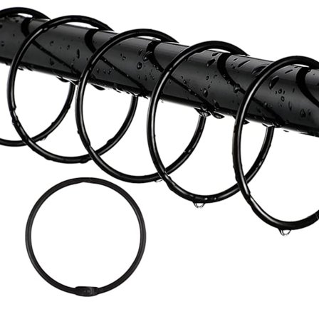 24 kappaleen suihkuverhon renkaat, ruostumattomat suihkuverhon koukut musta(5.4*5.4*3CM)