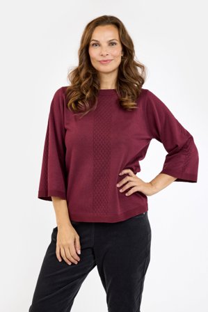 SIGNATURE - 3/4 Ærmet Strik - Bordeaux