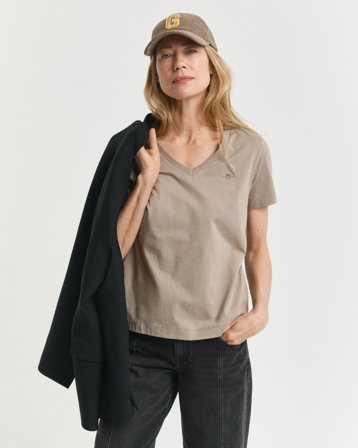 GANT Damen V-Neck T-Shirt (XXL) Beige