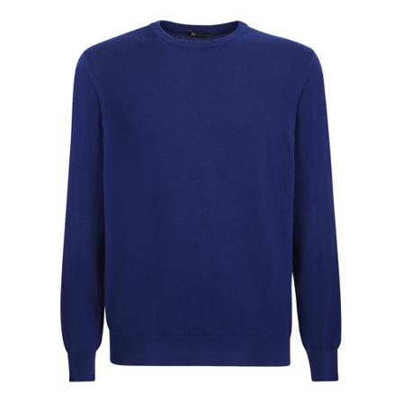 Colombo Round-neck Strik Blå, Herre Strik