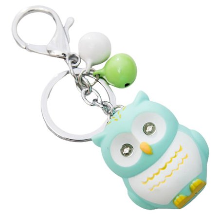 Sødt ugle nøglering interessant med lille klokke indbyggede batterier fastgjort sødt dekorere abs lyd ugle nøglering til taske