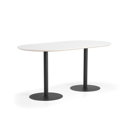 Barbord METRIC, oval, 2000x1000x900 mm, svart/vit