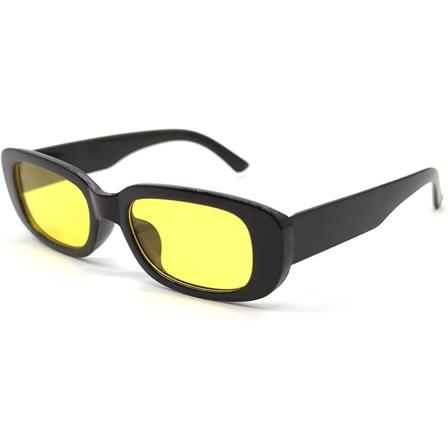 Rektangulære solbriller Retro Firkantede Solbriller Trendy Uv400 Beskyttelse Retrobriller For Kvinner Menn A4-Thickmj Raoliang - Perfet Black Yellow