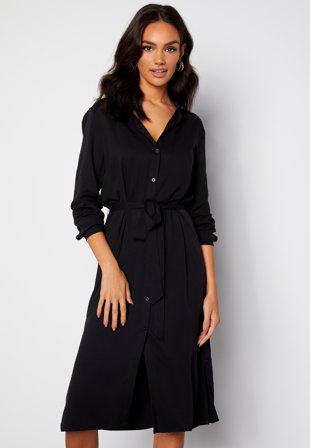 VILA Dania Belt L/S Shirt Dress Black Klær