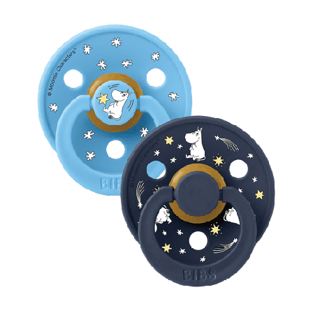 BIBS Moomin Pacifier Colour Good Night Latex Str. 2, 6-18 mnd, breeze mix, 2 stk.
