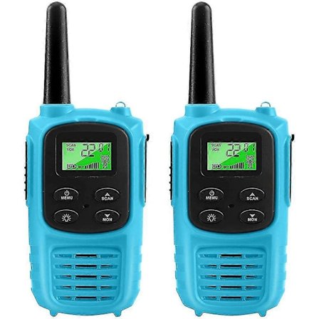 Langtrækkende Walkie Talkies med 22 Kanaler og Scan-lommelygte til Voksne Familie Vandreture Cykling Udendørs Camping (blå)