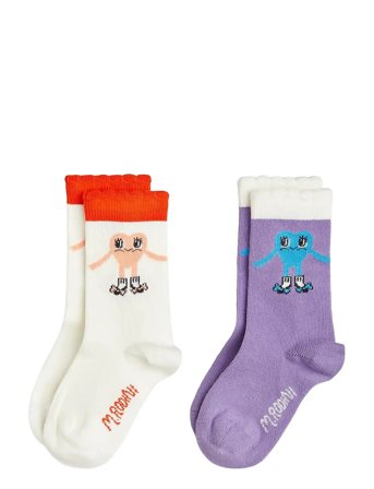 Mini Rodini Heart In Shoes 2-Pack Socks - White - 20/23