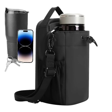 Magnetisk vannflaske bæreveske treningsstudio treningsveske med stropp, 3 magneter, unisex [DB]