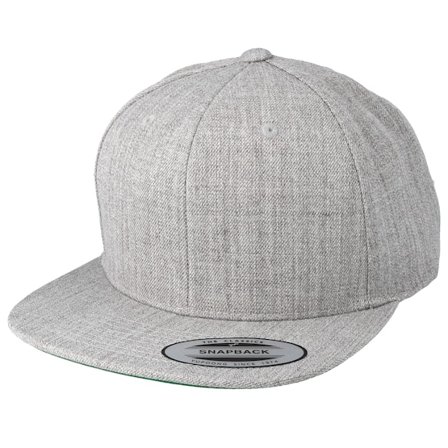 Yupoong - Grå snapback Kasket - Heather Grey Snapback @ Hatstore