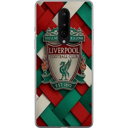 Yhteensopiva Puhelinkuori OnePlus OnePlus 8 Liverpool Football Clubin tunnus, jossa You'll Never Walk Alone voimakkaassa graafisessa suunnittelussa in