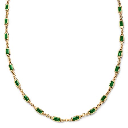 Prism | Green Gold-Tone Crystal Glass Gemstone Necklace for Men - Chain necklaces