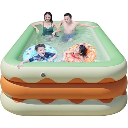 Oppblåsbar Basseng, 3-lags Fortykket Familiebasseng for Småbarn, Utendørs, Hage, Bakgård, Sommersvannfest (1,5 m)