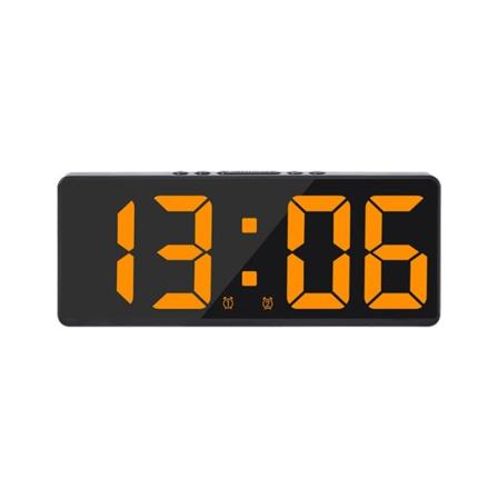Digital Alarm Skrivebordsklokke Temperatur Kalender Vekkerklokke Orange Black Shell-Black Shell
