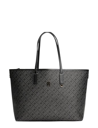 Th Monoplay Leather Tote Black Tommy Hilfiger