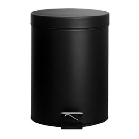 7 Liter Papperskorg Järn Pedal Cylinder Med Lock Frosted Svart