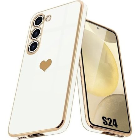 Beskyttelsesskal - BOOLING - til Samsung Galaxy S24 - Hjerte Motiv - Fleksibel - Ultra Slim - Hvid