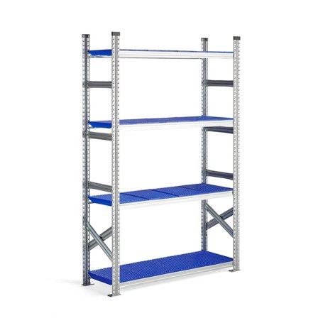 Galvanised food shelving TRANSFORM, basic unit, 1972x1200x400 mm, blue