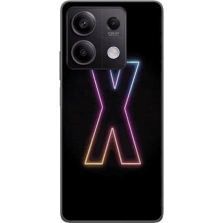 Yhteensopiva Puhelinkuori Xiaomi Xiaomi Redmi Note 13 Pro Neonkirjain X voimakkaissa väri vaihteluissa mustaa taustaa vasten, voimakas typografinen s