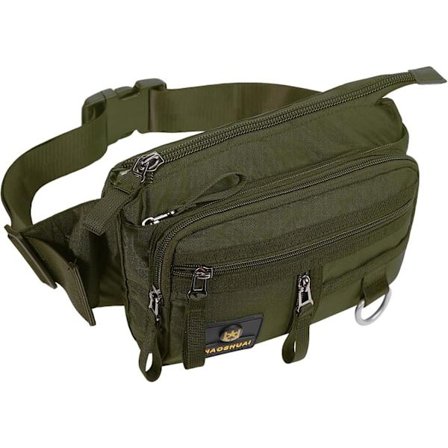 Stor Magasintaske til Taljen, Vandtæt Sportstaske til Mænd med Flere Rum til Løb Vandring Camping Træning Cykling Grøn